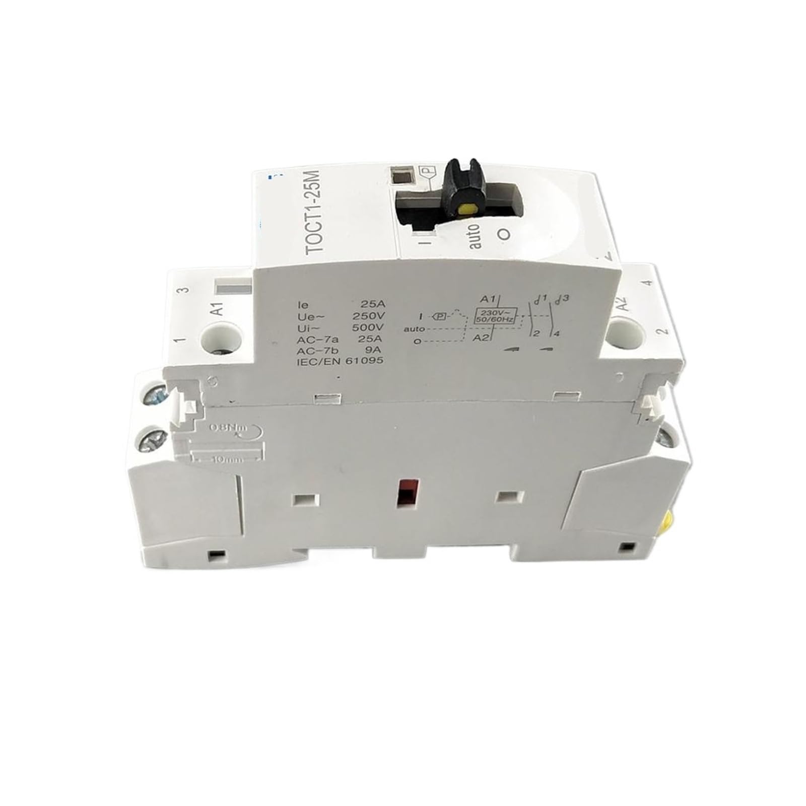 Contacteur de commande manuel 25A 230V TOCT1 2P 2NO rail DIN pour maison