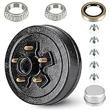 Trailer Brake Drum Kit, 5-Hole, 4.5' Bolt Circle Brake Drum for 3500 lb Axles, Replacement Brake Hub Drum Assembly for Rvs, Trailer and Semi Truck