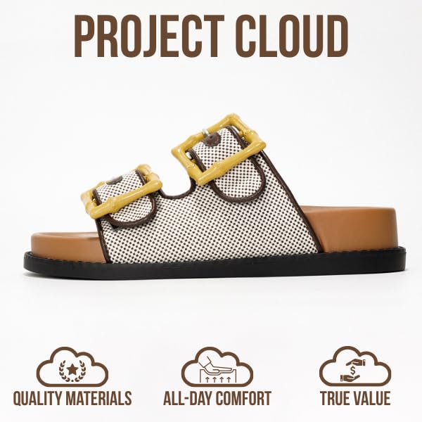 Project Cloud Platform Summer Sandals for Women 2025 - Comfortable and Adjustable Straps Summer Slides with Memory Foam Insole - Non-Slip Casual Womens Sandals