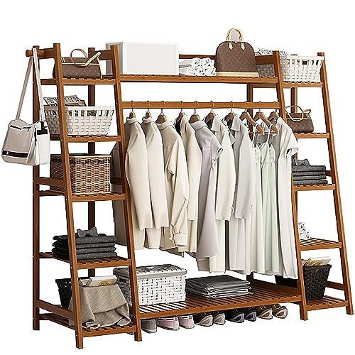 Porte-manteau de rangement compact en bambou pour gagner de la place en couloir