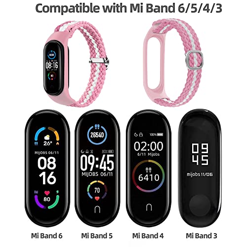 Keecuty Nylon Watch Strap for Mi Band 6/5/4/3 Stretch Fabric Bracelet Braided Soft Nylon Sports Bracelets Stretch Breathable Expandable Watch Strap for Mi Band 6/5/4/3 - Image 3