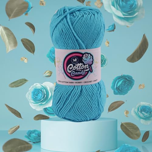 Image of NESTNHAVEN Cotton Candy 100% Cotton Yarn - (100g, 185 Meters) - Luxury Yarn for Crochet, Amigurumi, Embroidery, Toys, Garments, Flowers and Hobby, Projects. (Sky Blue) | (900 Gm)