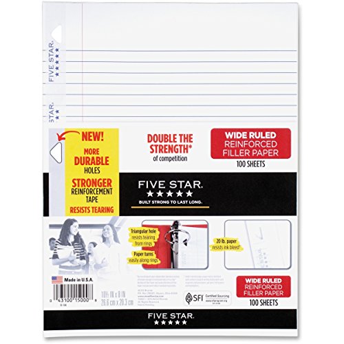 Papier à feuilles volantes renforcé Five Star 20,3x26,7 cm lot de 15000 pages pour classeur