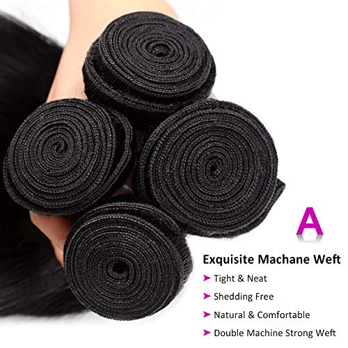 Flady Unprocessed Weft Hair Extensions Human Hair Bundles Deal 9A Brazilian Virgin Straight Human Hair Bundles(14 16 18 20) #TOP2