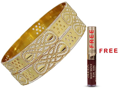Image of NMII Brass Gold Plated Bangles Set For Women's & Girls (Pack of 2)