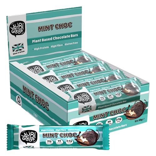 YuBi Mint Choc - 12 Pack - Protein Bars - 99 Calories, High Protein, High Fibre, Low Sugar, Gluten Free and Dairy Free - Healthy Snacks/Nutrition Bar - Chocolate Bars - 420g