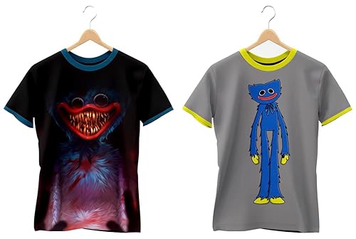 FULLMONKEY 2 Pack T-SHIRT for kids Duo Huggy Woggy Poppy Playtime Premium. Be a Monkey!!!