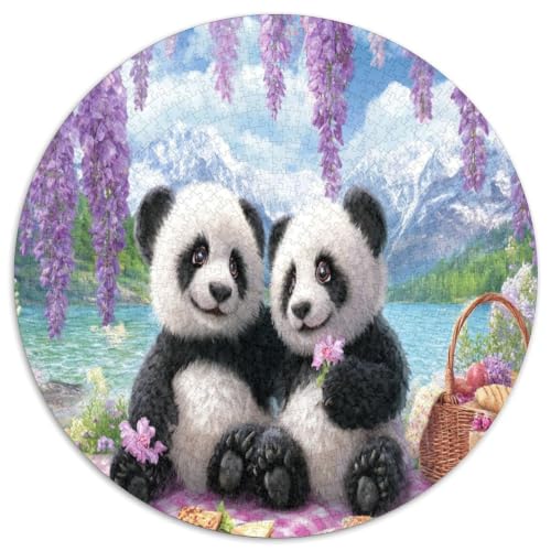 Puzzle de 1000 piezas redondo con paisaje de lago y montaña para relajación de adultos
