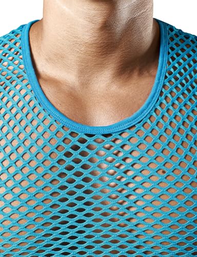 Image of JOGAL Men's Mesh Fishnet Fitted Sleeveless Muscle Top