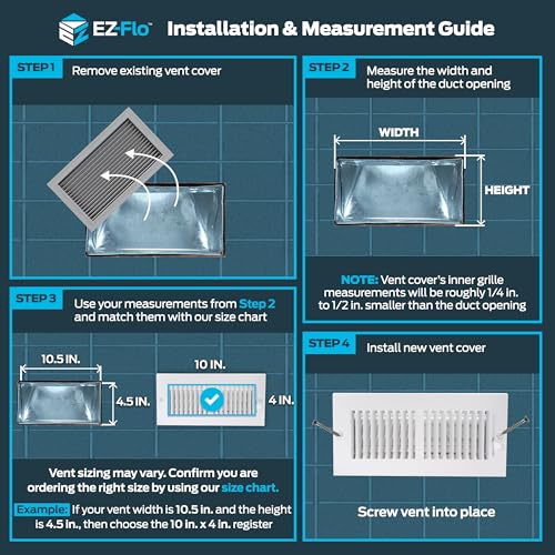 image for EZ-FLO 10 x 4 Inch (Duct Opening) Air Vent Cover for Wall or Ceiling, 