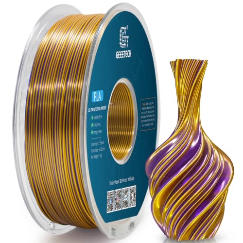 GEEETECH Silk Dual Colour Filament 1.75 mm, 1 kg/Spool for 3D Printers, Silk Gold & Purple