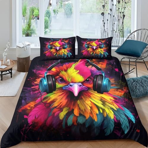 Housse de couette poulet microfibre 3D parure lit durable