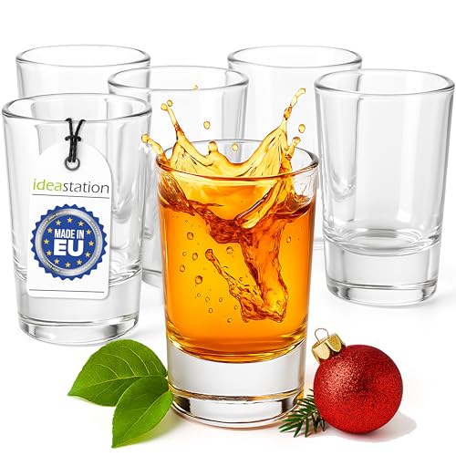 idea-station bicchierini liquore vetro - 6 pezzi - 4 cl (40 ml) - bicchieri per amaro - bicchiere grappa - shot glass