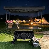 Faltbarer Verkaufsstand Tragbarer Imbissstand Mobile Food Cart Vendor mit Feststellbaren Rädern für Obst/Gemüse/Getränke.(Nero,150x70cm)