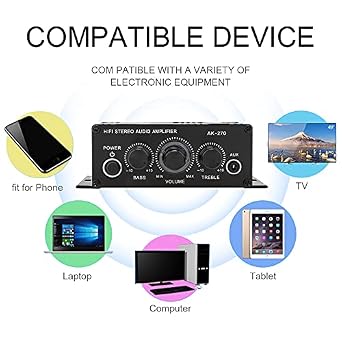 Power Amplifier Audio Karaoke Home Theater Amplifier 2 Channel Class D Amplifier USB/SD AUX Input, Power Cable Included