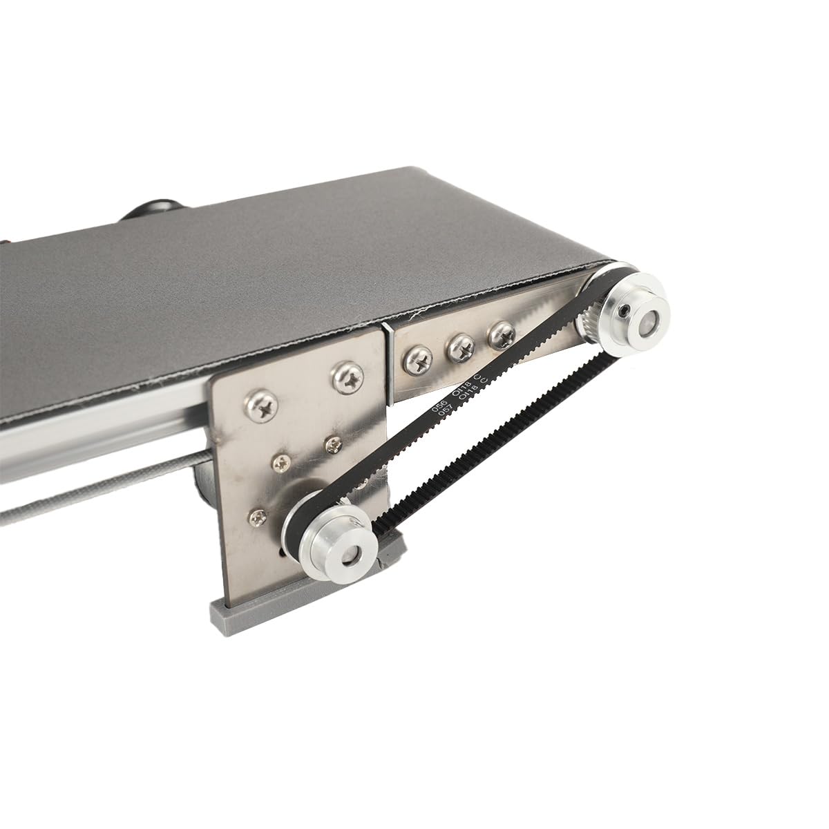 LALABU DC 12V Mini förderautomat Aus Edelstahl, Automatisches förderband,500x100mm Elektrisches Desktop Förderband Einstellbare Geschwindigkeit für Die Frachtspur