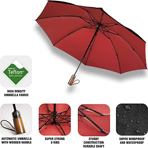 Image of Automatic Open Close Compact Travel Umbrella with Wind Vent Umbrella big size Lightweight Windproof Folding for men Women