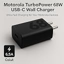 IBERLS Motorola 68W Type-C Turbopower Charging Adapter for Moto Edge 706050(Pro,Fusion,Ultra,Stylus) G57G67G06 G86(Power) G96G45G85G35G05Razr 6060 UltraTablet68Watt GAN USB C Fast Charger-Black gallery image