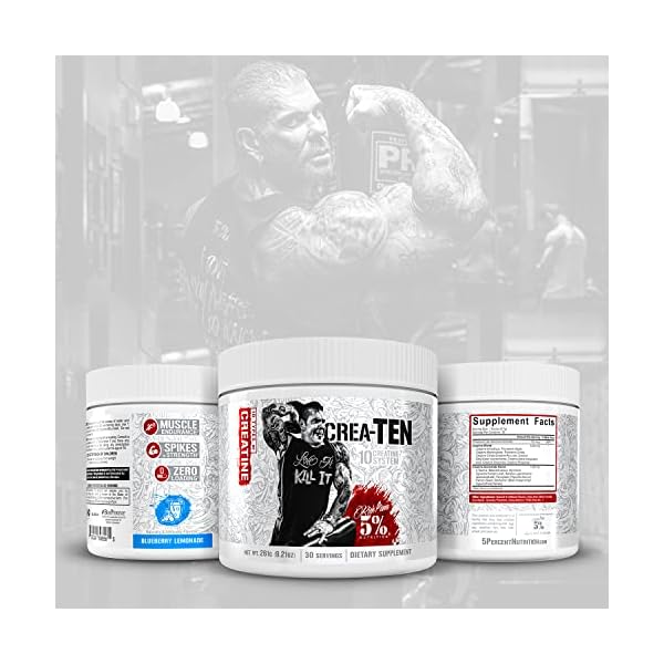 Rich Piana 5% Nutrition CreaTEN 10-in-1 Formula | Flavored Creatine Powder for Muscle Gain | Enhance Power, Strength, Endurance, & Recovery | 9.21 oz, 30 Srvngs (Blueberry Lemonade) - Image 6