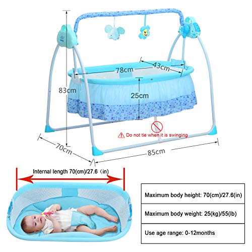 CBBBBAY Electric Baby Cradle Swing Sleeping Rocking Basket Bassinet Newborn Crib Bed