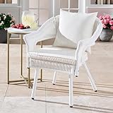 BrylaneHome Roma All-Weather Wicker Stacking Chair - White