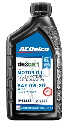 ACDelco GM Original Equipment 10-9322 (19432331) dexos™1 GEN 3 Full Synthetic 0W-20 Motor Oil - 1 qt (Pack of 6)