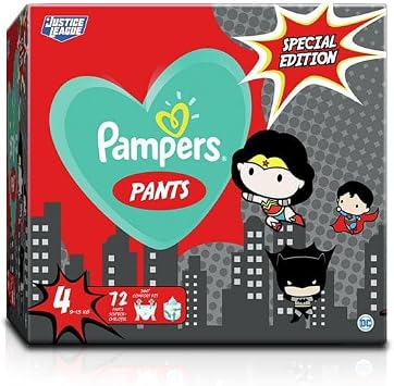 Pampers Baby Nappy Pants Size 4 9-15 kg/20-33 Lb, Baby-Dry Superhero, 72 Nappies