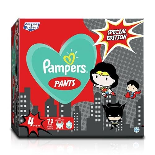 Pampers Baby Nappy Pants Size 4 (9-15 kg/20-33 Lb), Baby-Dry Superhero, 72 Nappies