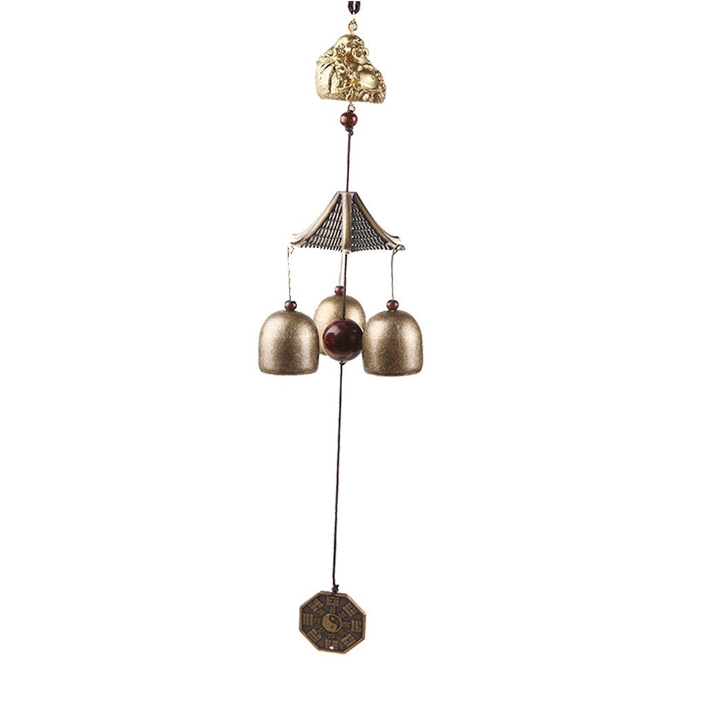 Chinese Buddha Coin Metal Bell Lucky Feng Shui Hanging Charm Wind Chime