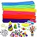 500Pcs Pipe Cleaners Craft Set,Including 100 Pcs Chenille Stems 200 Pcs Pom Poms Craft 200 Pcs Wiggle Googly Eyes Self Adhesive,Assorted Colors and Assorted Sizes for DIY Art Craft