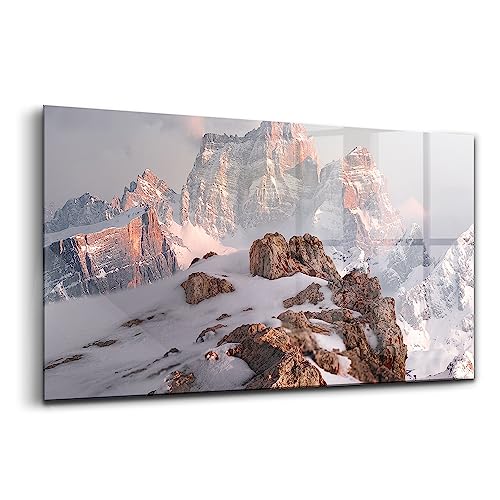 Verre d'art moderne Wallfluent, peinture sur verre haut de gamme paysage enneigé