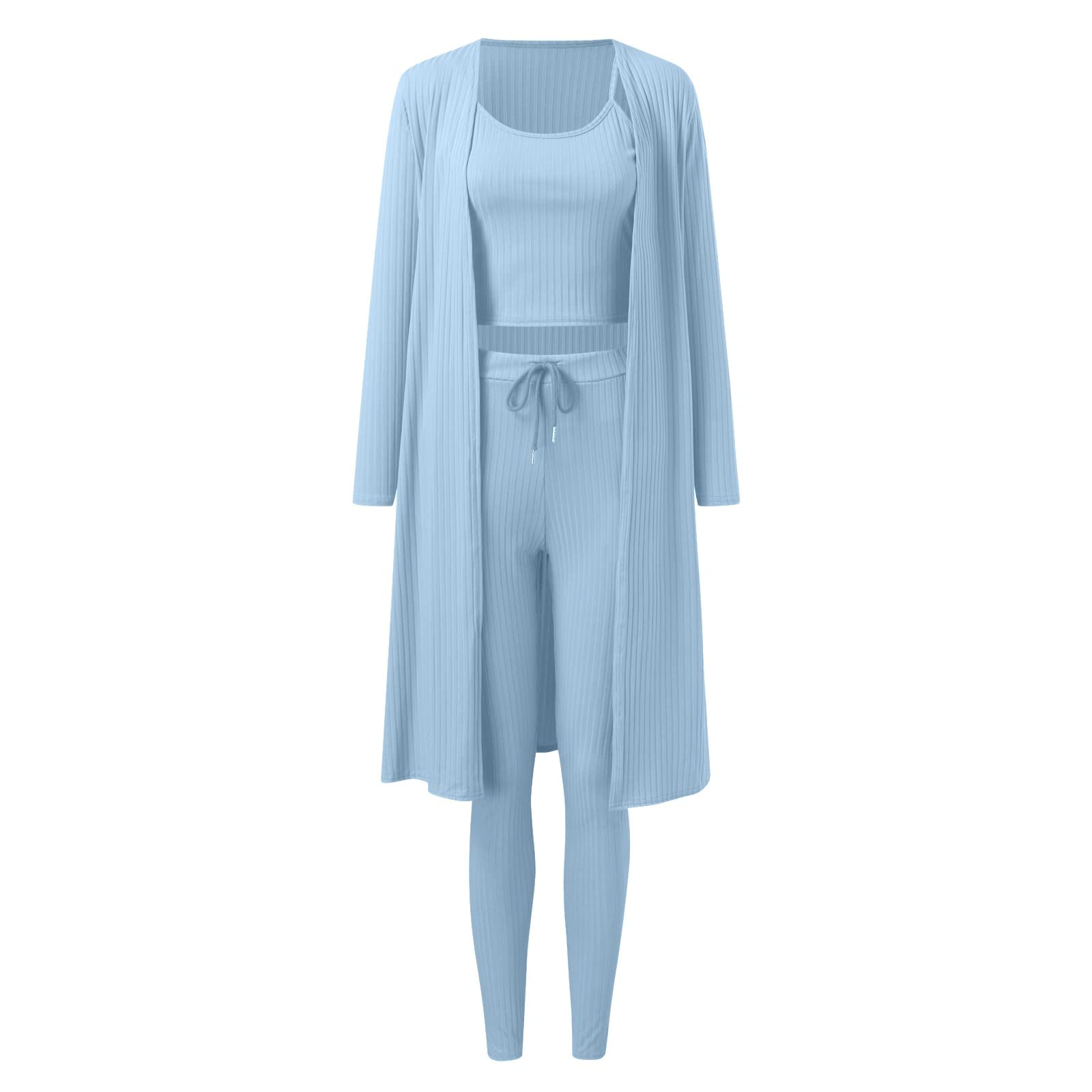FGUUTYM Autunno Inverno Donna Stretchy Wear 2022 Tinta Unita 3 Pezzi Pantaloni Donna A Coste Casual Tre Pezzi Abbigliamento Leggings Da Corsa Donna