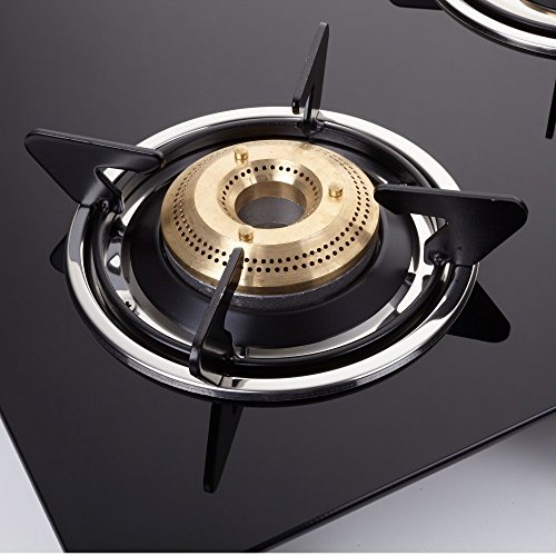Image of Elica Glass 4 Burner Auto Ignition Open Gas Stove (Patio Ict 460 Blk Ai S), Black