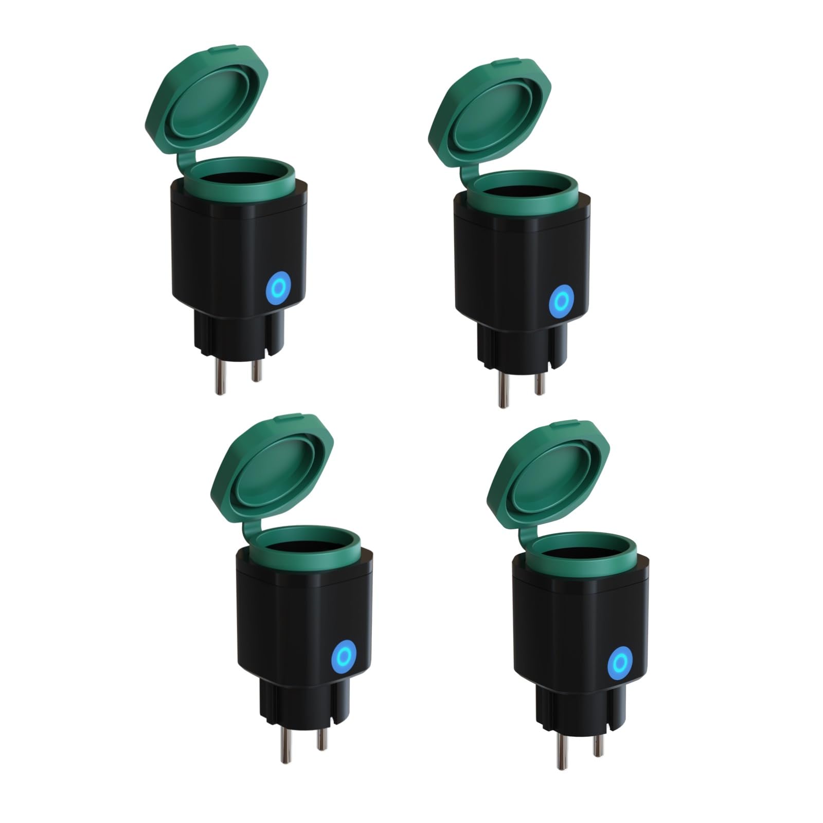 Presa Wi-Fi per esterni, presa intelligente con misurazione della corrente, funzione timer, presa esterna impermeabile IP44, supporta telecomando, compatibile con Alexa e Google Home (nero, confezione