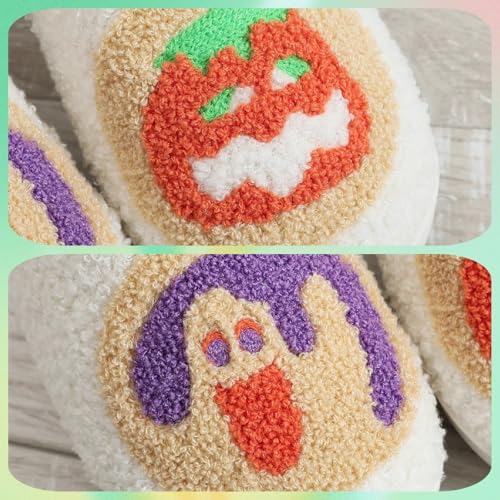 Halloween Pumpkin Slippers for Womens Mens Cute Cartoon Slippers Plush Warm Memory Foam Shoes3