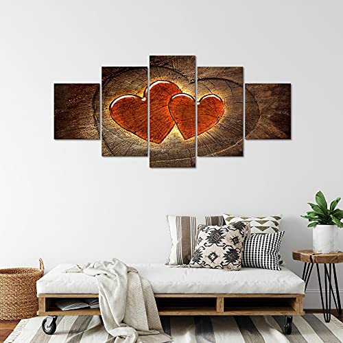 Runa Art - Quadri Cuore Legna 200 x 100 cm 5 Pezzi...