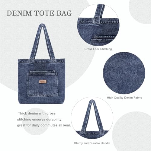 Bolsa Tote de Denim para Mujer y Hombre, Grande, Retro miniatura 4