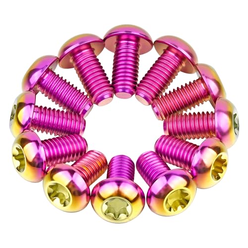 Image of 12Pcs Ti Titanium Bolts Torx M5x10 Bicycle Bike Disc Brake Cycle Rotor Screws Gr5 (Purple Gold)