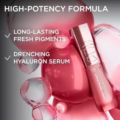 Image of L'Oreal Paris Hyaluron Tint Lip Stain Serum, 490 Le Plum Paris | +80% Hydration, Infused with Hyaluronic Acid, High-Shine Tint, Plumper & Fuller Lips, Non-Sticky