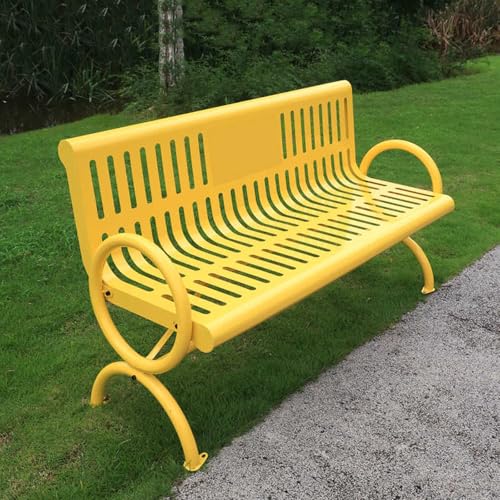 Outdoor Patio Garden Bench Park Seat Chair, 3 Person Garden Benches for Outdoors, Metal Park Bench with Backrest and Armrests, All-Weather Outdoor Bench That Never Fade(Green,120cm/47.2in) - Image 3