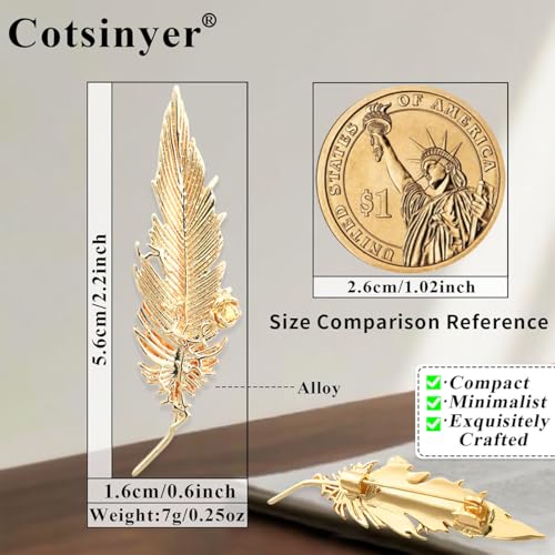 Image of Plated Classic Rose Flower Feather Brooches and Pins for Women Men Fashion Jewelry Delicate Leaf Lapel Dress Accessories Boutonniere Corsage Hat Bag Suit Tie Wedding small,simple