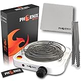 PHOENIX - Shisha Kohleanzünder Shisha Kohle | Tagbare Elektrische kochplatte einzeln für Shisha Kohle Camping oder Kohlegrill Shisha mit 1000W Elektrischer Kohleanzünder für Shisha (Gril-weiß)