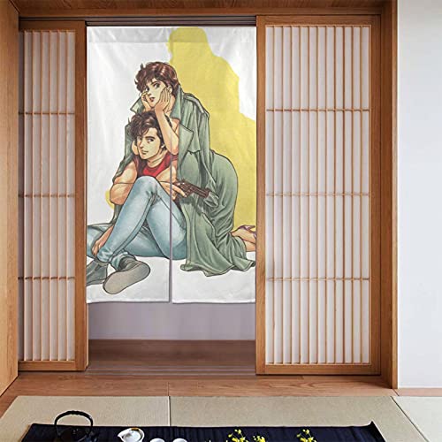 シティーハンター のれん暖簾 四季兼用 簡単取り付け 玄関目隠し 寝室 浴室用 湯 リビング階段 お部屋の間仕切りドアカーテン86*143cm