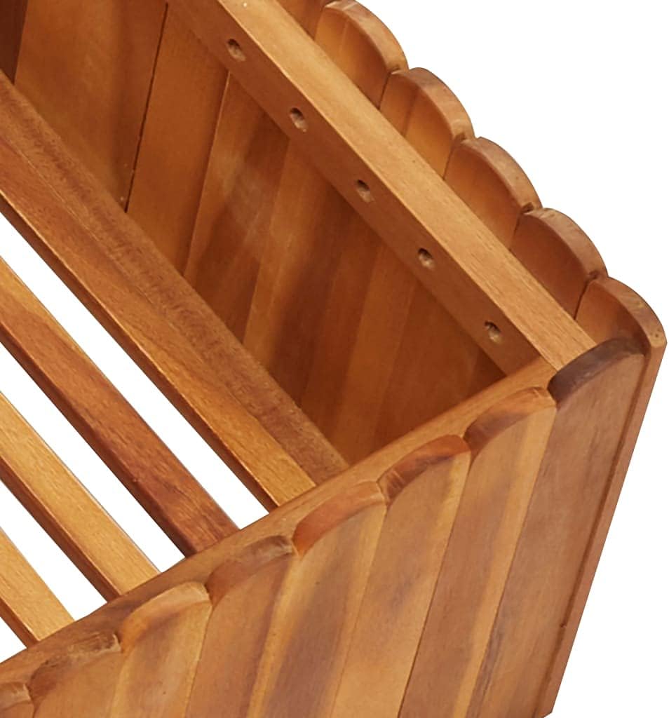 vidaXL Acacia Wood Raised Garden Bed - Outdoor Square Planter Box for Planting, Brown, Slatted Bottom, Easy Assembly, 39.3"x39.3"x9.8"