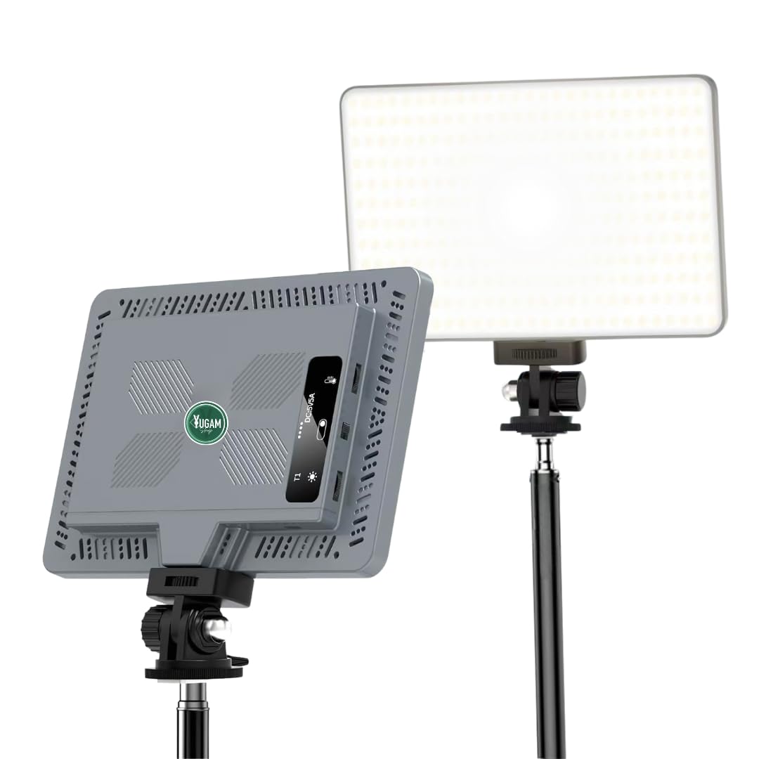 YUGAM 11" USB LED Camera Soft Panel Light | Photography Lighting Kit for Recording | YouTube, Makeup, Live Streaming, Video Recording with Tripod Stand & Phone Holder (Pocket LED Soft Light)