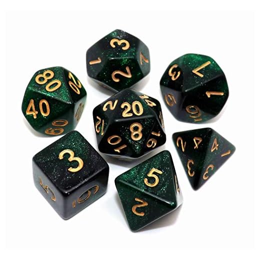 CREEBUY Polyhedral DND Dice Set Glitter Dice for Dungeon and Dragons D&D RPG Role Playing Games Green Mix Black Nebula Dice