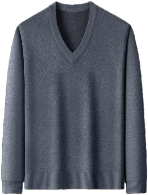 V-Neck Solid Color Knitted Sweater Long Sleeved Casual Pullover Base Men's Business Sweaters