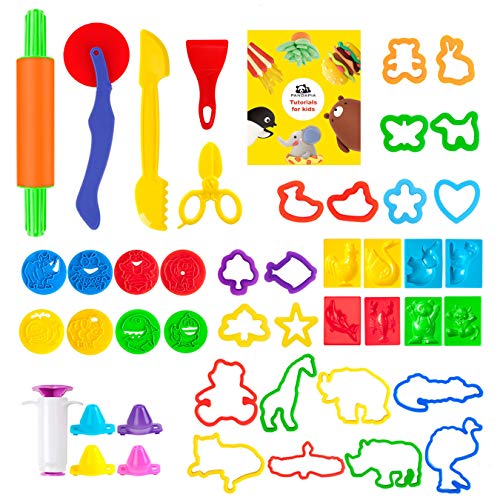 Pandapia 47-Piece Dough Tools Bulk with Play Accessories Molds Scissor,Party Pack Playset