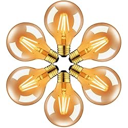 Bombillas Decorativas En Leroy Merlin LVWIT Bombillas Vintage E27 LED 6.5W, Blanco Cálido 2500K, 650LM, Bombilla Decorativa Grande, Ideal para Salón, Cocina, Pasillo, Hogar y Fiesta-Pack de 6 Unidades.