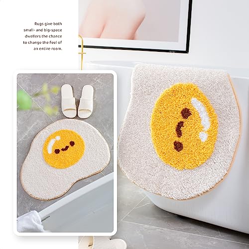 Molesun Egg Bath Rug 18" X 26" Non Slip Cute Bath Mat, Soft Shower Rug Plush Microfiber Water Absorbent Thick Shaggy Floor Mats, Machine Washable Bathroom Rug, Egg #TOP6